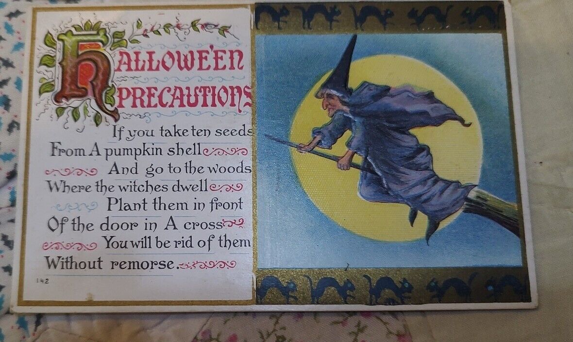 1921 Halloween Witch Postcard Nice Condition