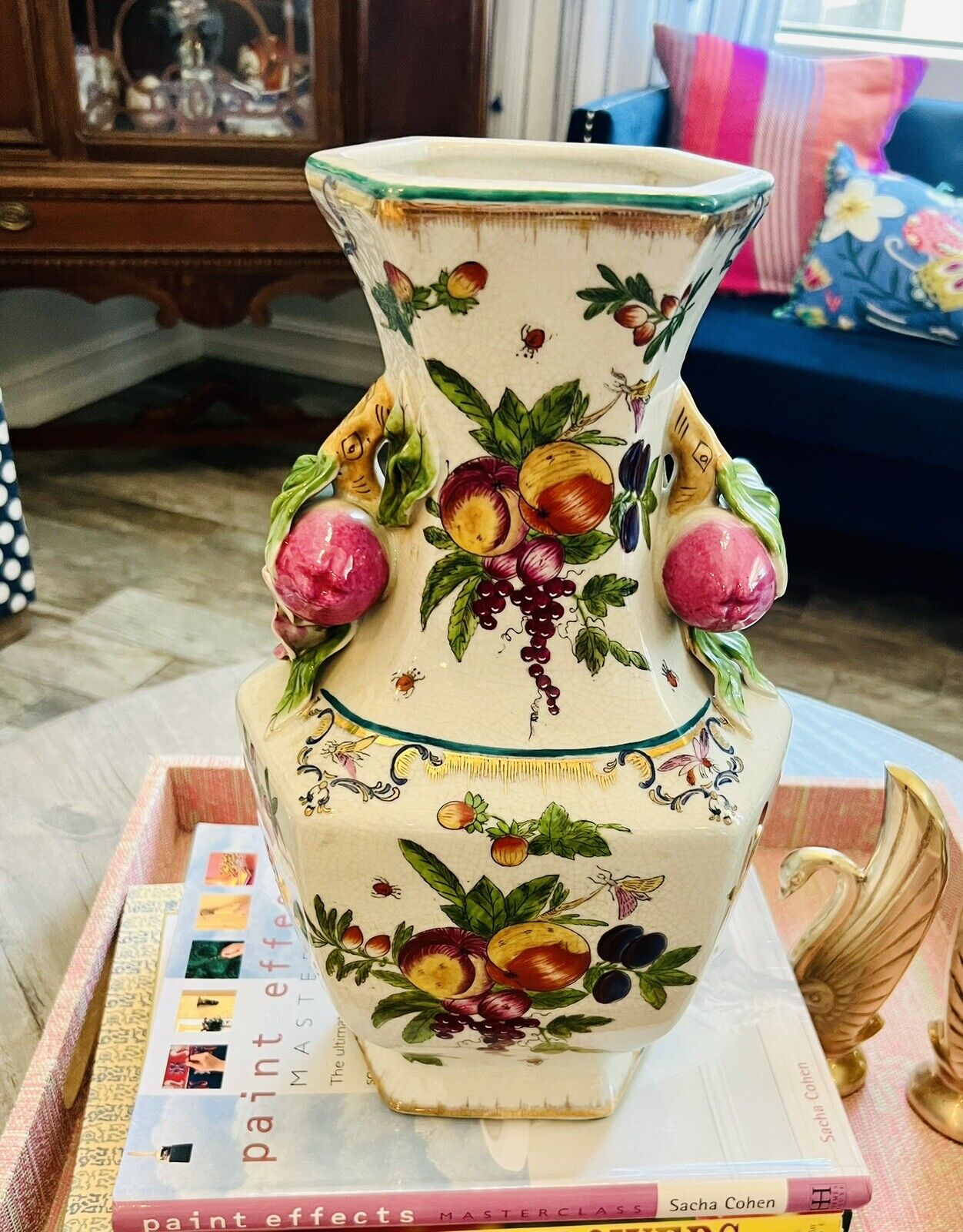 Vintage JWUC United Wilson 1897 Large Vase, Chinoiserie, 13.5”