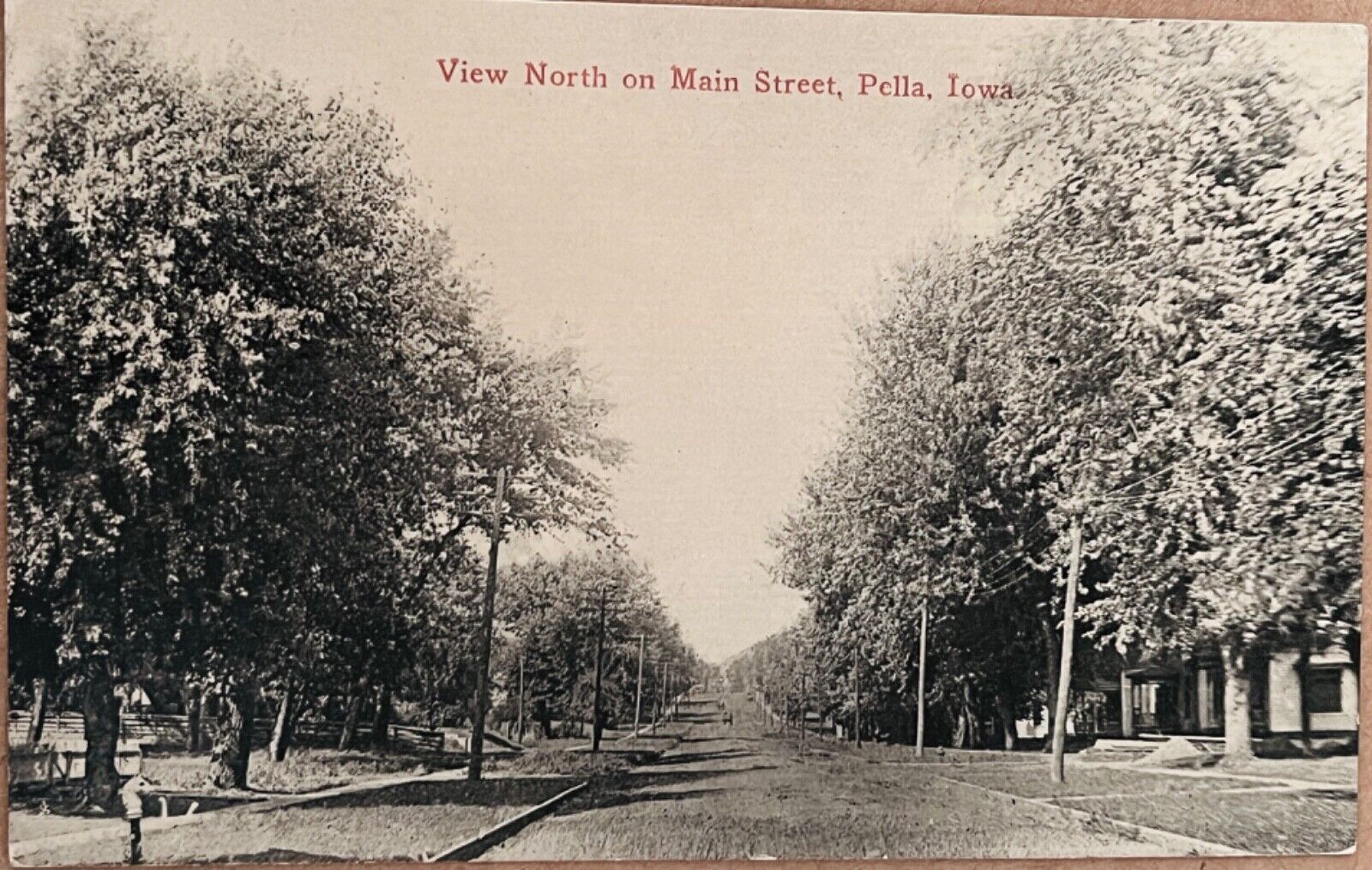 Pella Iowa Main Street Antique Photo Postcard c1910