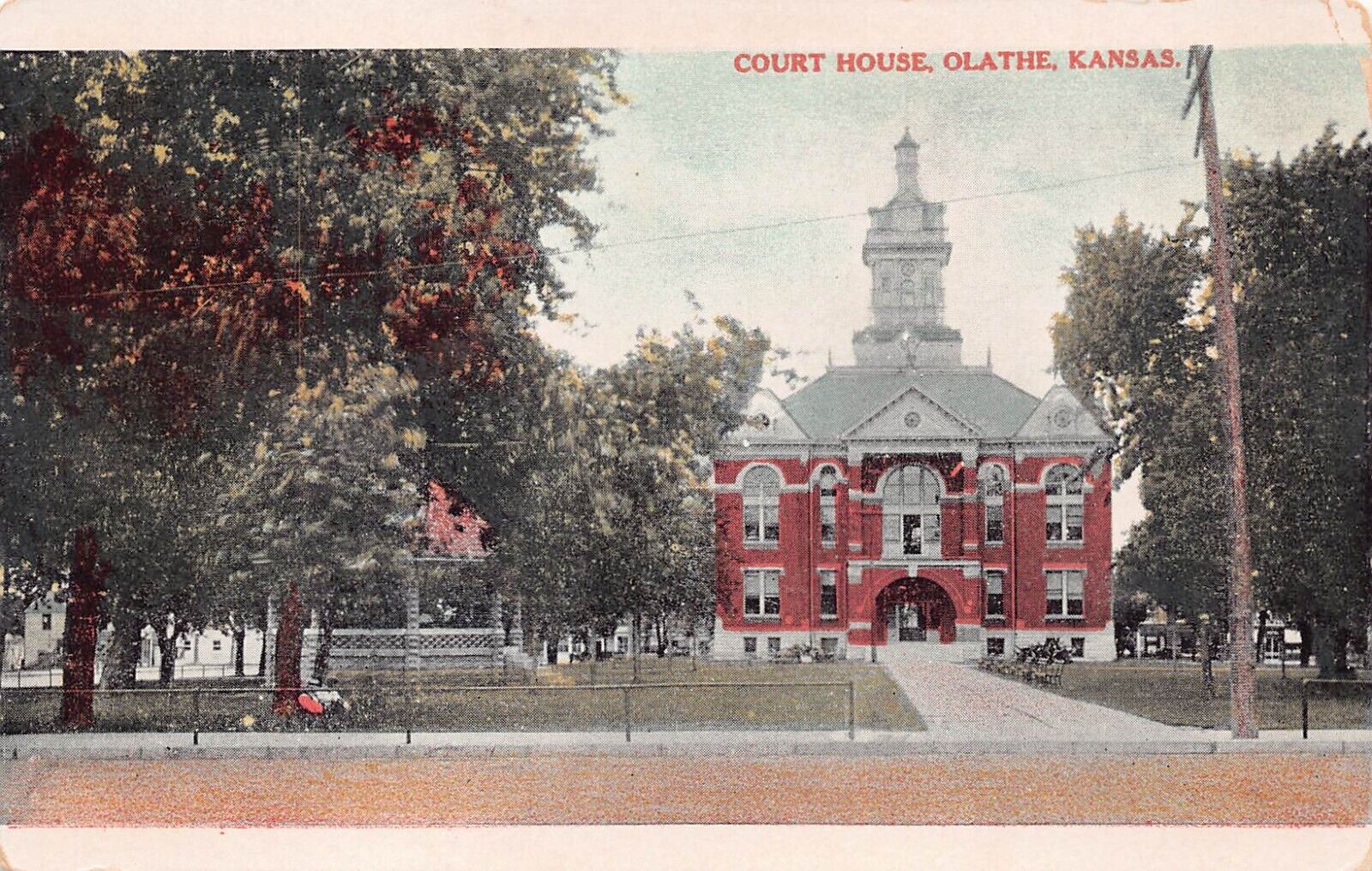 Olathe KS Kansas Johnson County Courthouse Court House Vtg Postcard B56