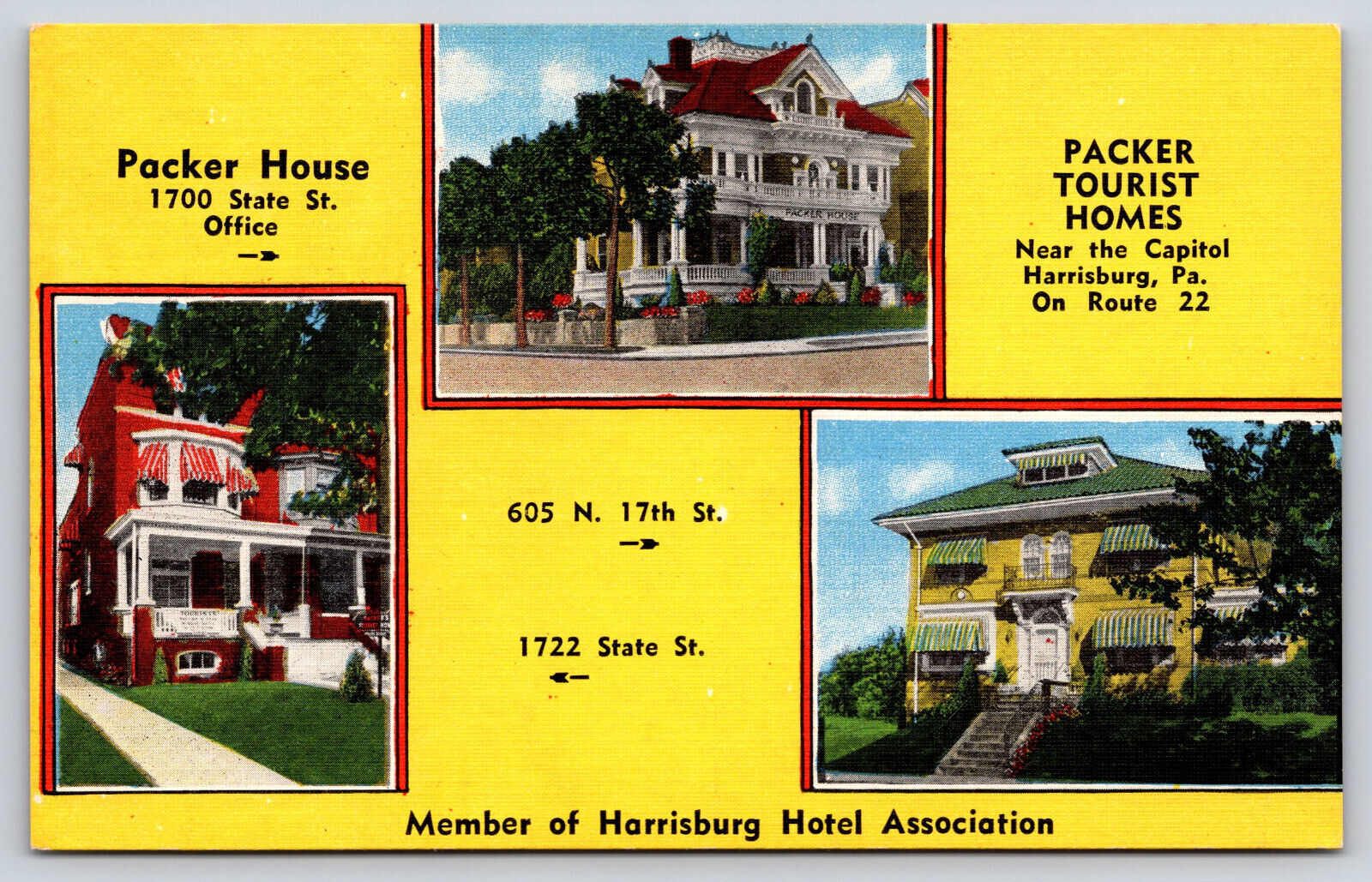 Harrisburg PA-Pennsylvania, Historic Packer Tourist Homes, Vintage Postcard