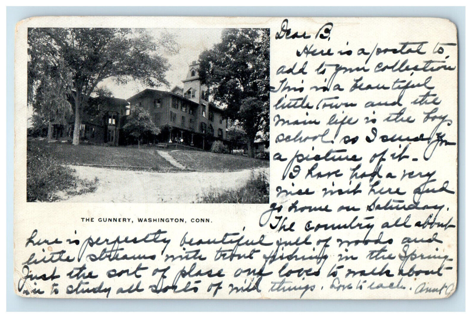 1904 The Gunnery, Washington, Connecticut CT Paris Maine ME PMC Postcard