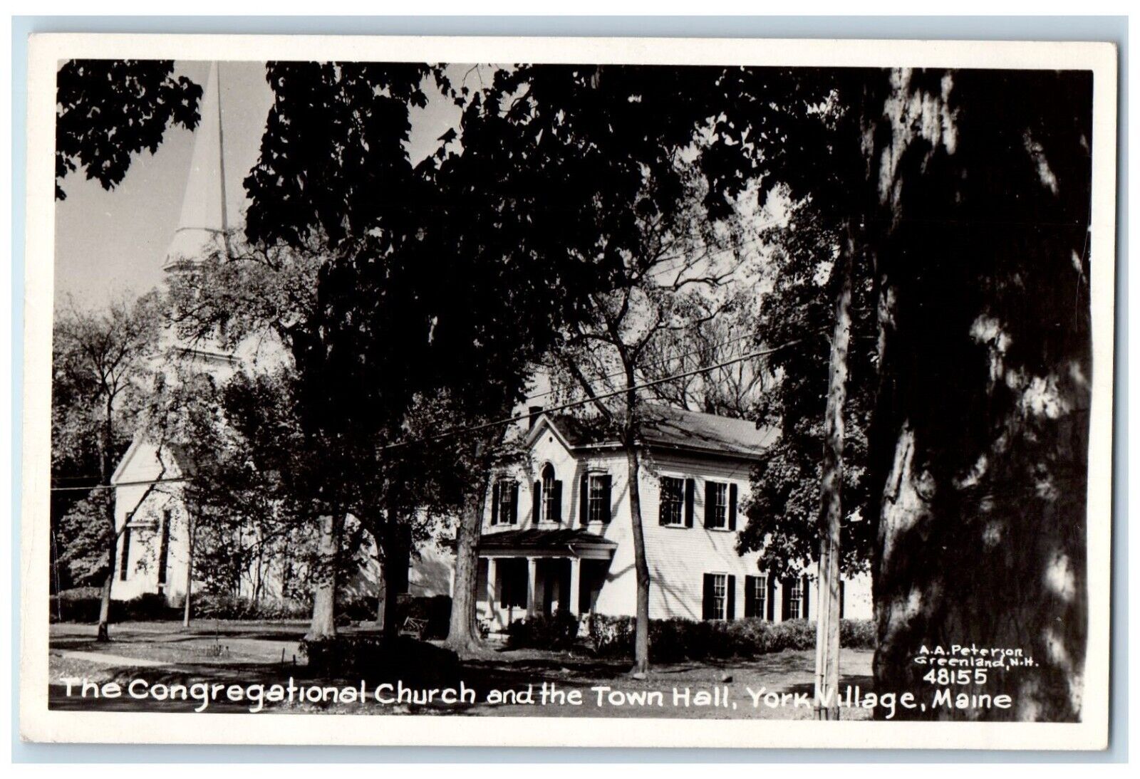 c1950\'s Congregational Church Town Hall York Maine ME Photo RPPC Postcard
