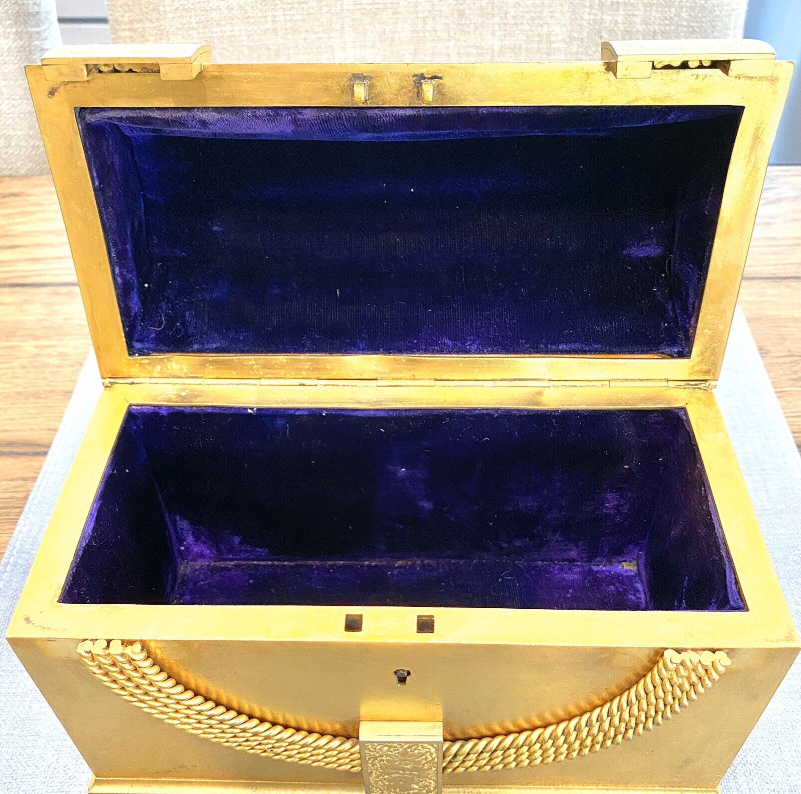 ANTIQUE FRENCH ORMOLU JEWELRY CASKET BOX STATIONERY BOX 1859’s 6.25”X8.25”