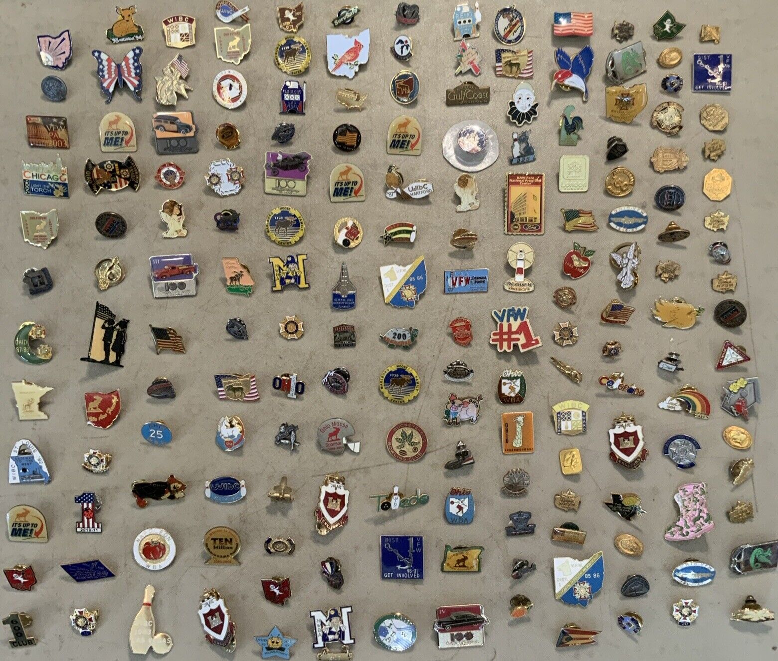 Huge Lot Of 165 Assorted Lapel Pins Vintage to Now Advertising Ford VFW Bowling