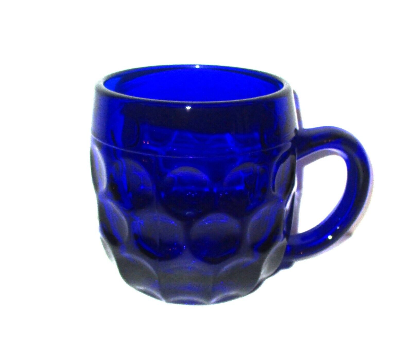 Vintage Cobalt Blue Glass Mug Thumbprint  Beer