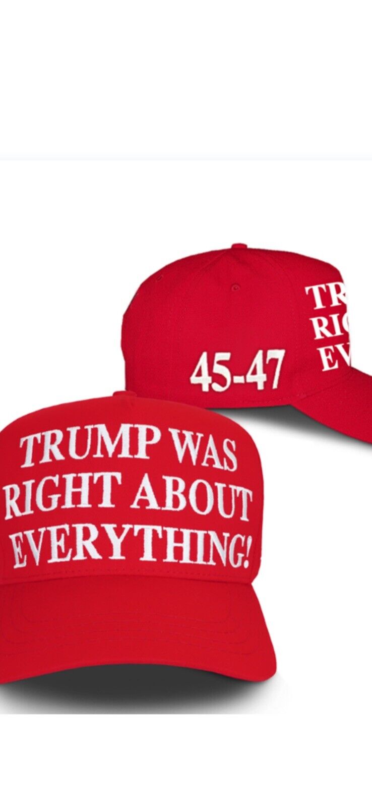2024 DONALD TRUMP  OFFICIAL TRUMP WAS RIGHT ABOUT EVERYTHING AUTHENTIC RED CAP