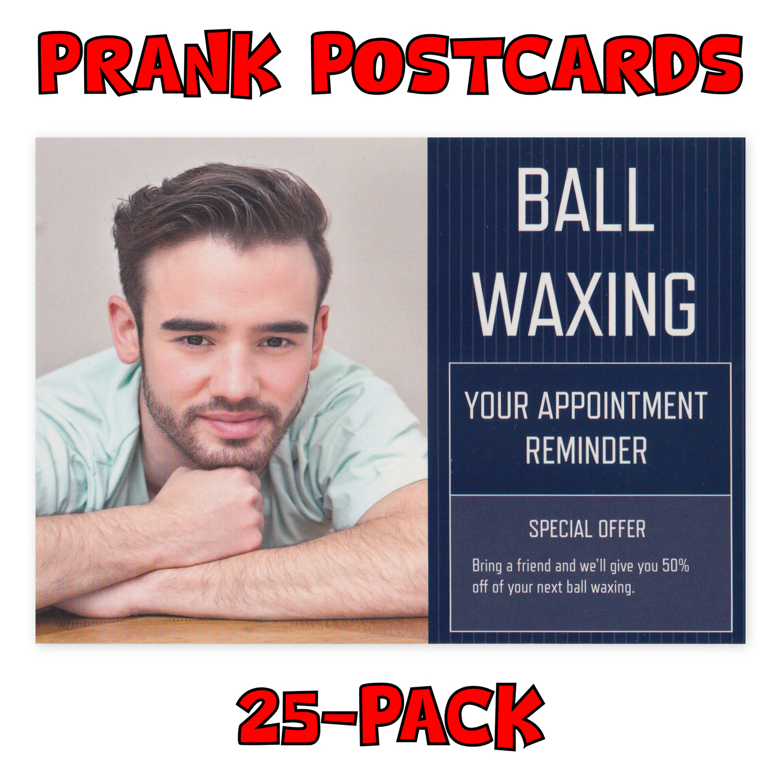 (25-Pack) Prank Postcards - Ball Waxing - Send Them To Your Victims Yourself