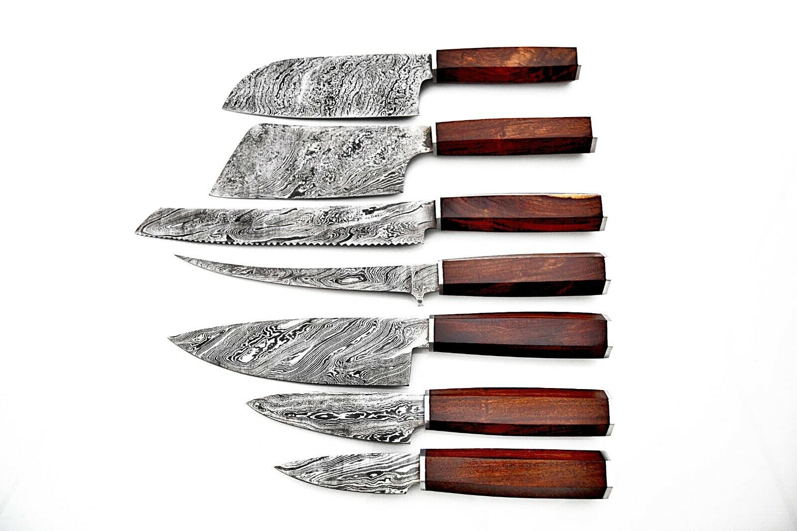 Handmade Damascus Chef Knives Set / Kitchen Knives 7 Pieces Set SS-17326