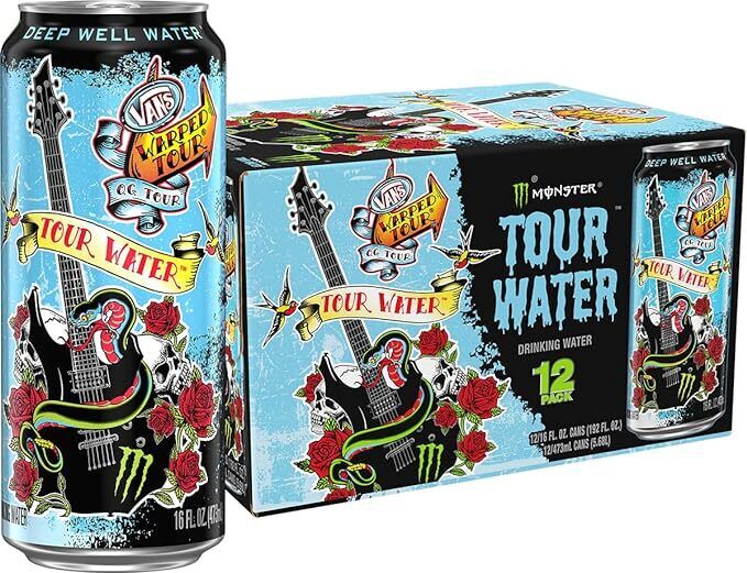 Monster Tour Water by Monster Energy, Deep Well Water, 16oz (Pack of 12)