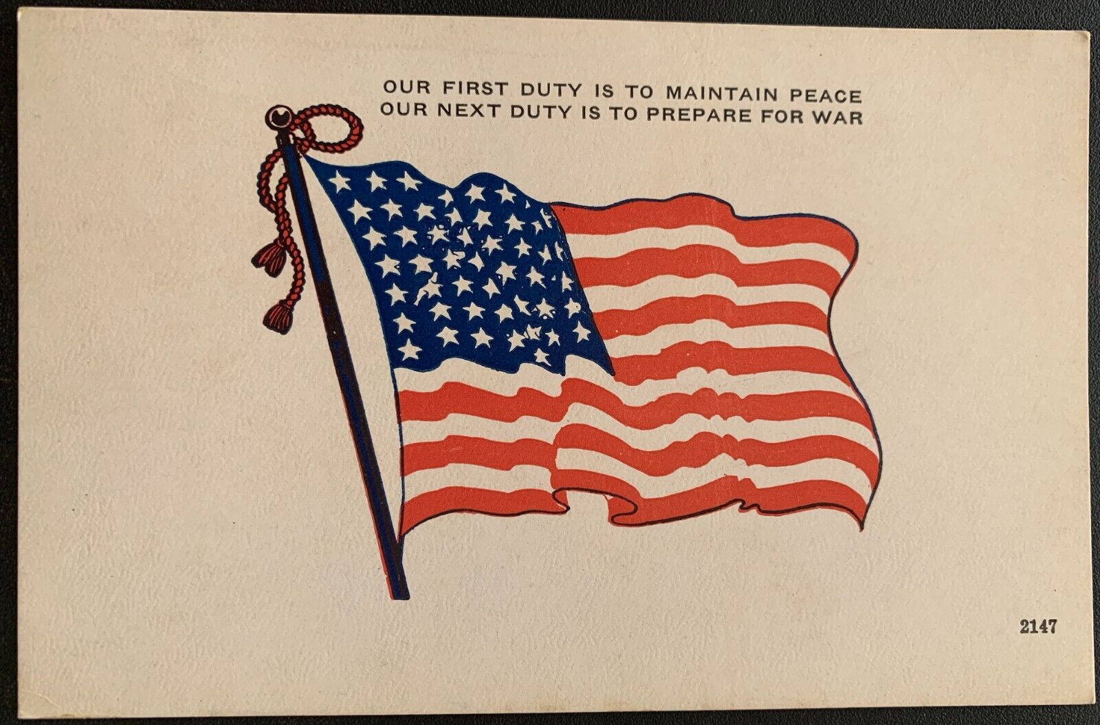 1917 Patriotic PC American Flag WW 1 - \