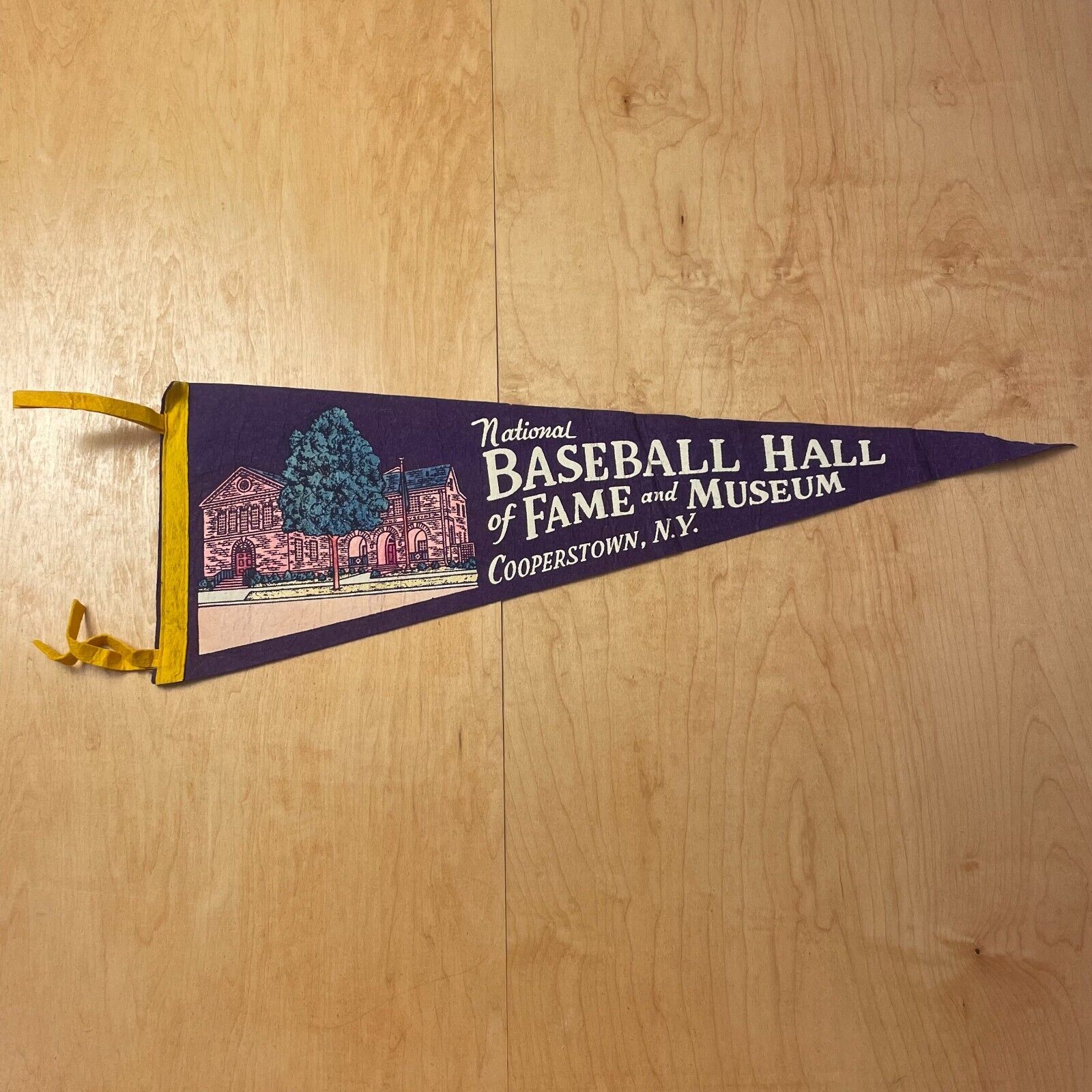 Vintage 1950s Baseball Hall of Fame Cooperstown NY 9x26 Felt Pennant Flag