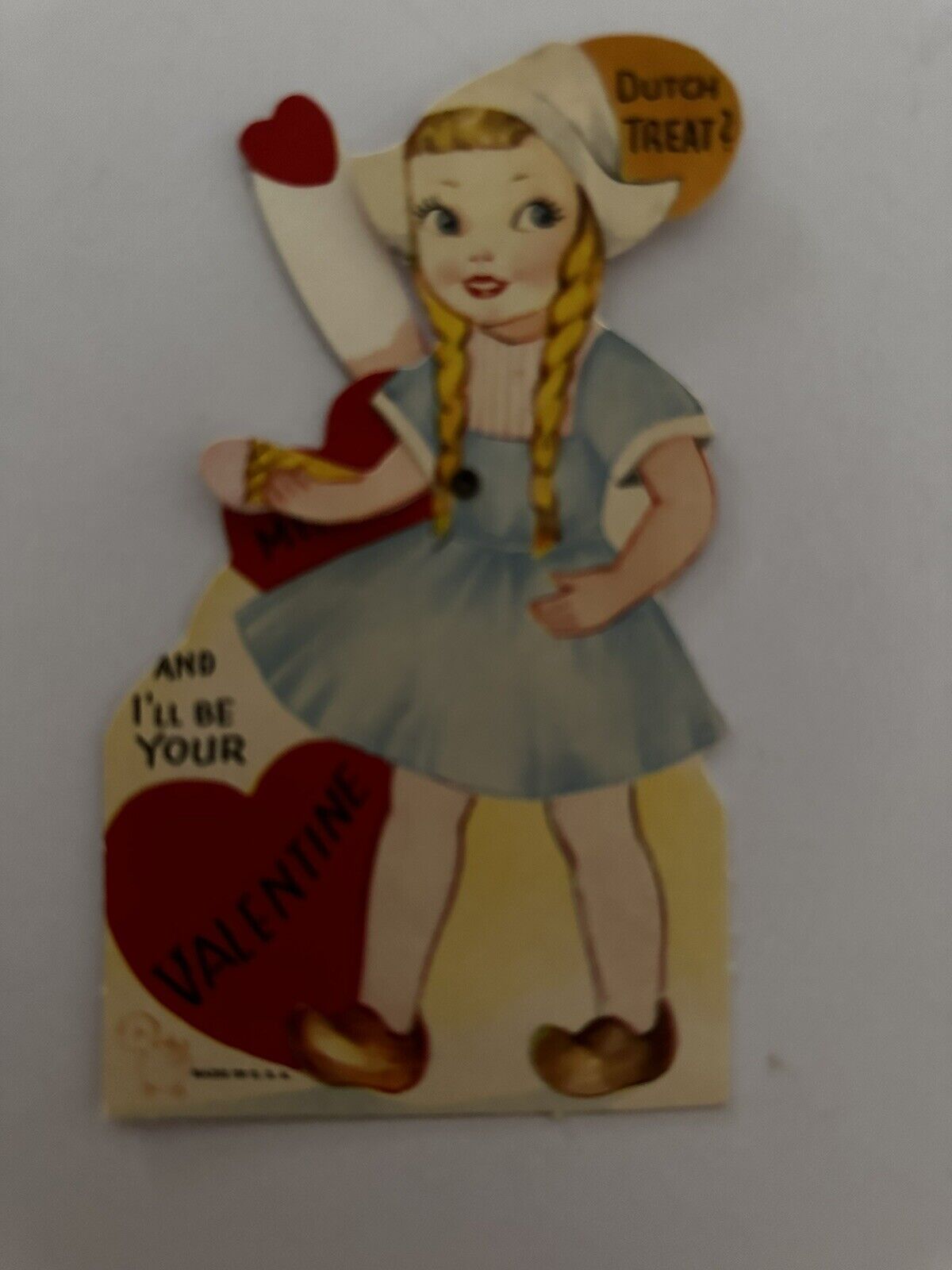 Vintage Valentines Day Card Dutch Girl