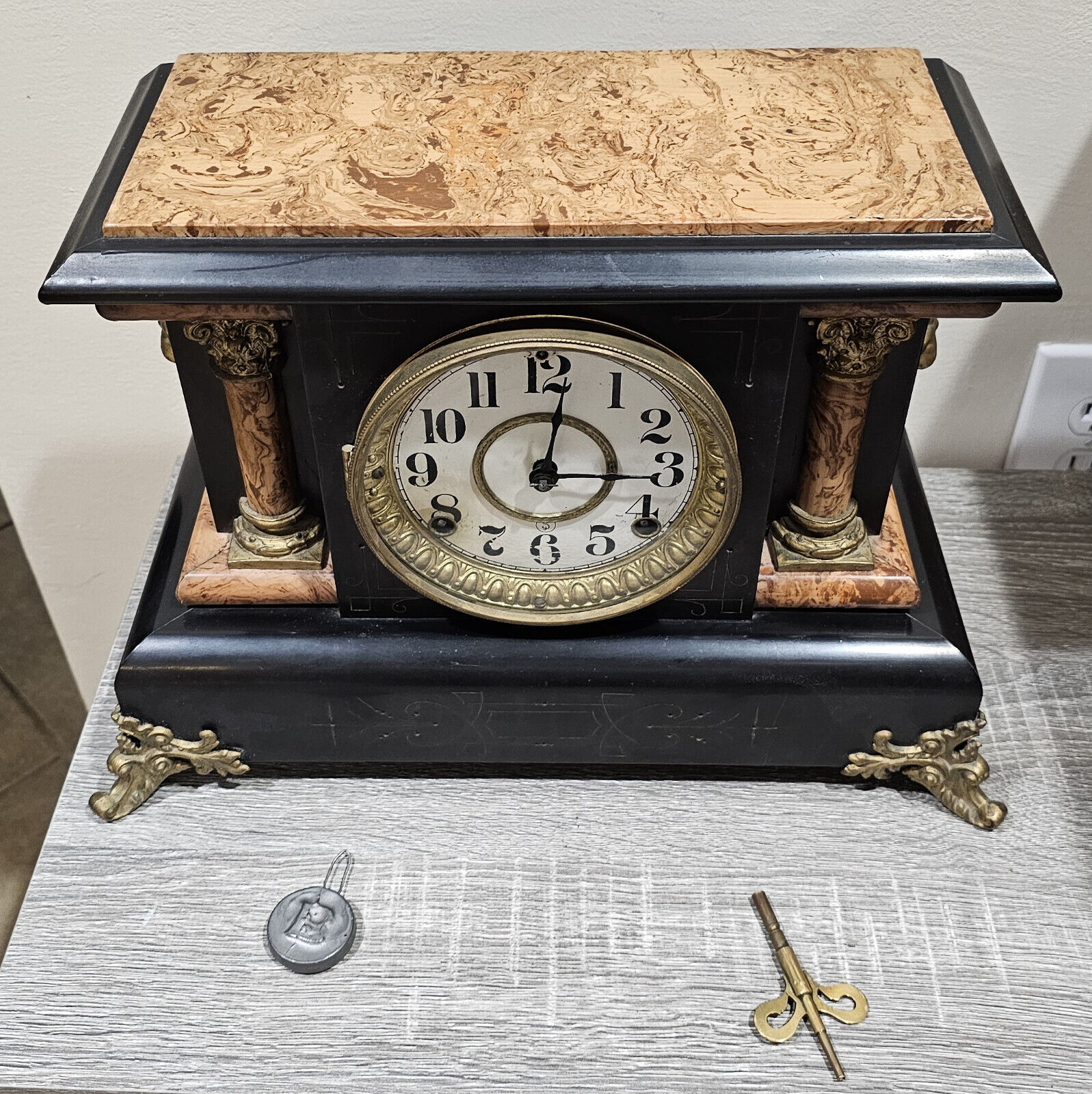 WORKS GREAT 1898 Antique Seth Thomas Adamantine 8 Day Mantle Clock Mechanical