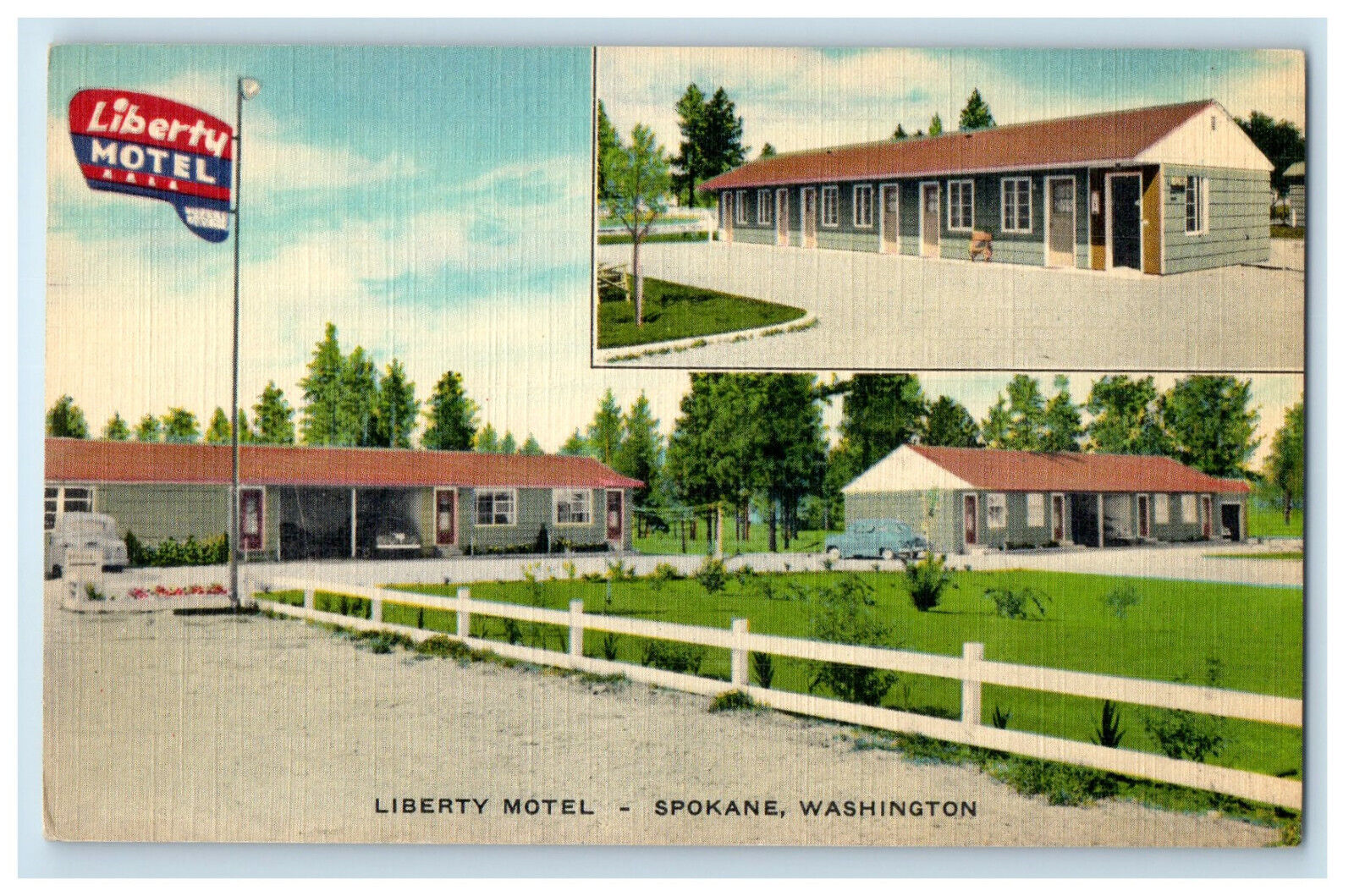c1930s Liberty Motel, North 6801 Division St. Spokane Washington WA Postcard