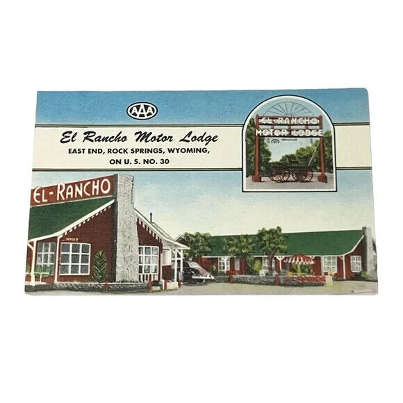 Postcard El Rancho Motor Lodge Rock Springs Wyoming Advertising Card B209