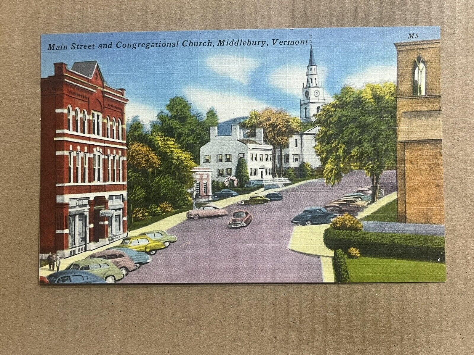 Postcard Middlebury VT Vermont Main Street Congregational Church Vintage PC