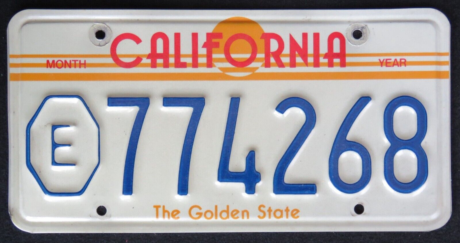 CALIFORNIA EXEMPT  license plate   1984   E 774268