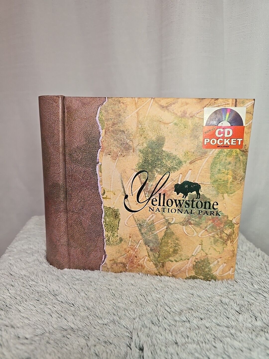 Yellowstone Park Vintage Souvenir Photo Album With CD Pocket Recycled Paper Made