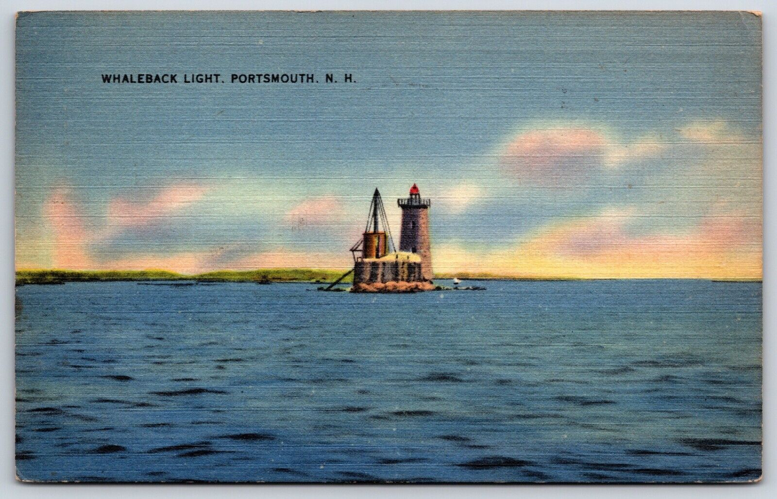 Postcard Whaleback Light Portsmouth New Hampshire Posted 1946