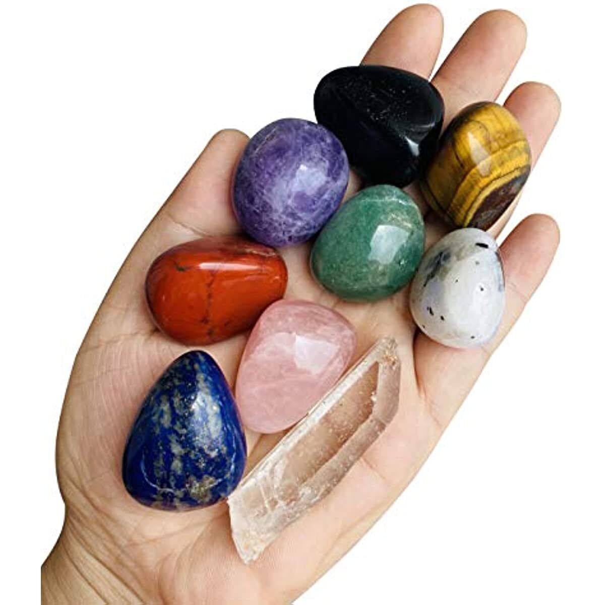 9 PCS Healing Crystals Healing Energy Chakra Stones Gift Set Amthyst Moonstone