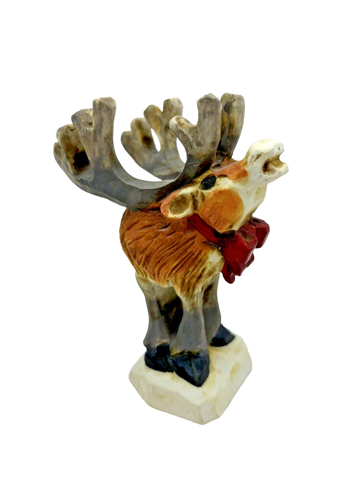 Vintage David Frykman Moose Reindeer Red Bow 4.5\