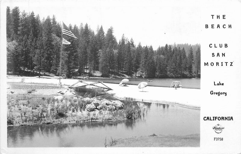 California Frasher Beach Lake Gregory Club San Moritz RPPC Photo Postcard 22-817
