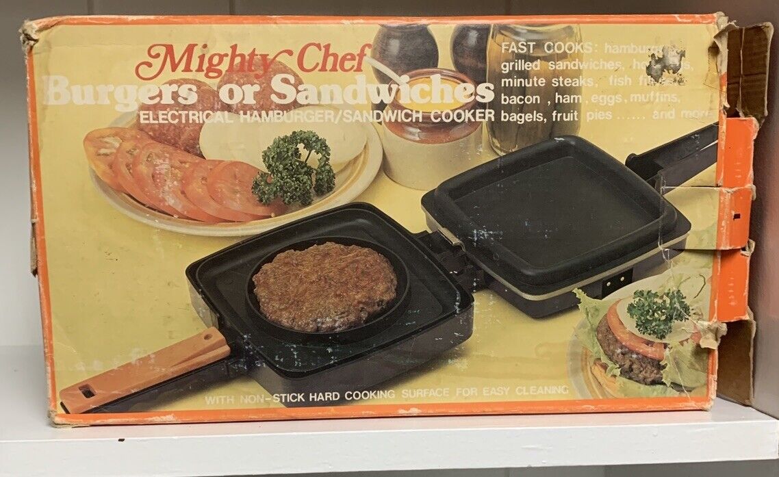 Vintage Mighty Chef Burgers Or Sandwiches W/Box & Instructions Model 1031/1100