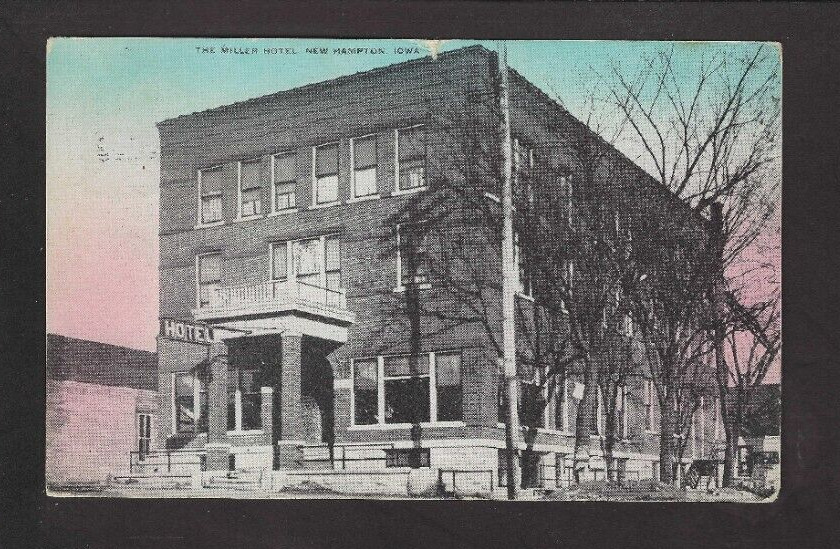 New Hampton Iowa IA 1911 Old 3 Story Miller Hotel Building, Still Standing Today