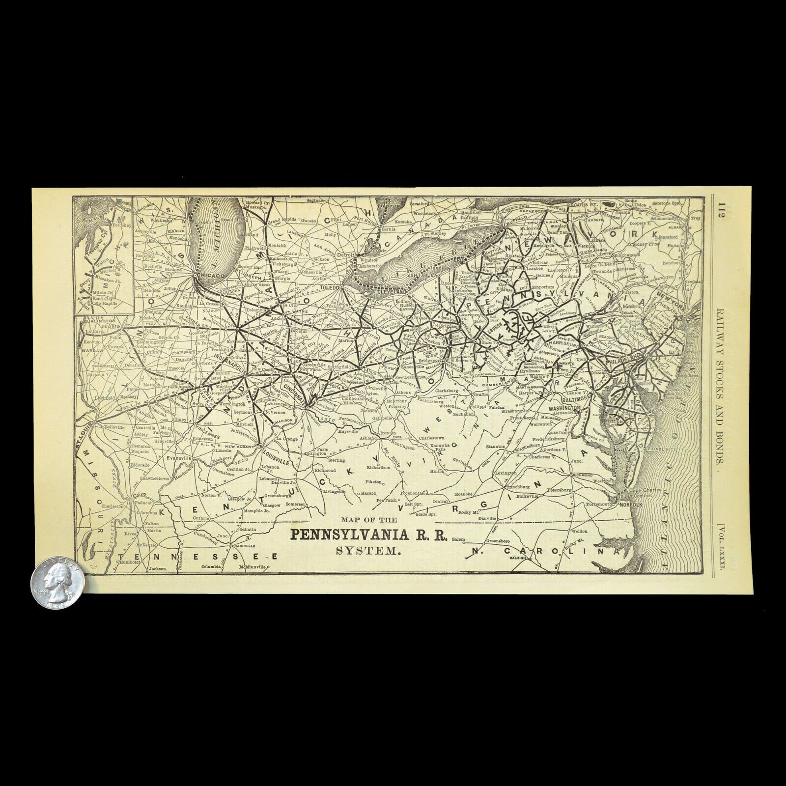 Vintage Pennsylvania Railroad Map PRR Railway Cincinnati Antique ca 1905