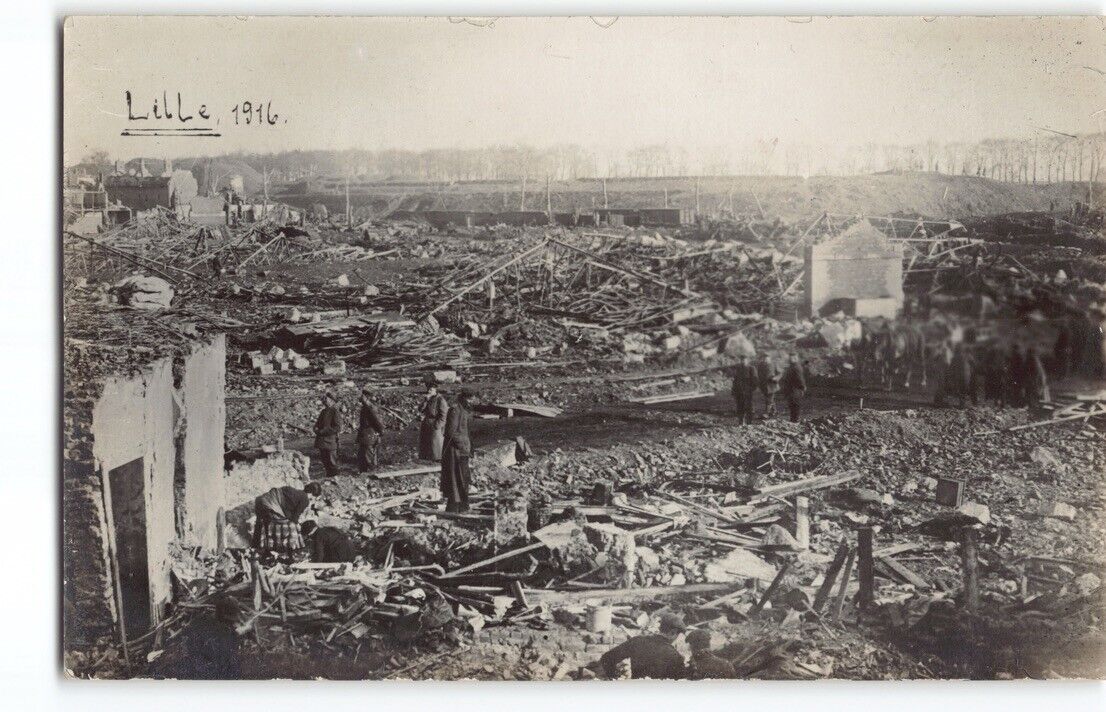 1916 Damaged City of Lille~During German Occupation~WWI RPPC Postcard FRANCE -N2