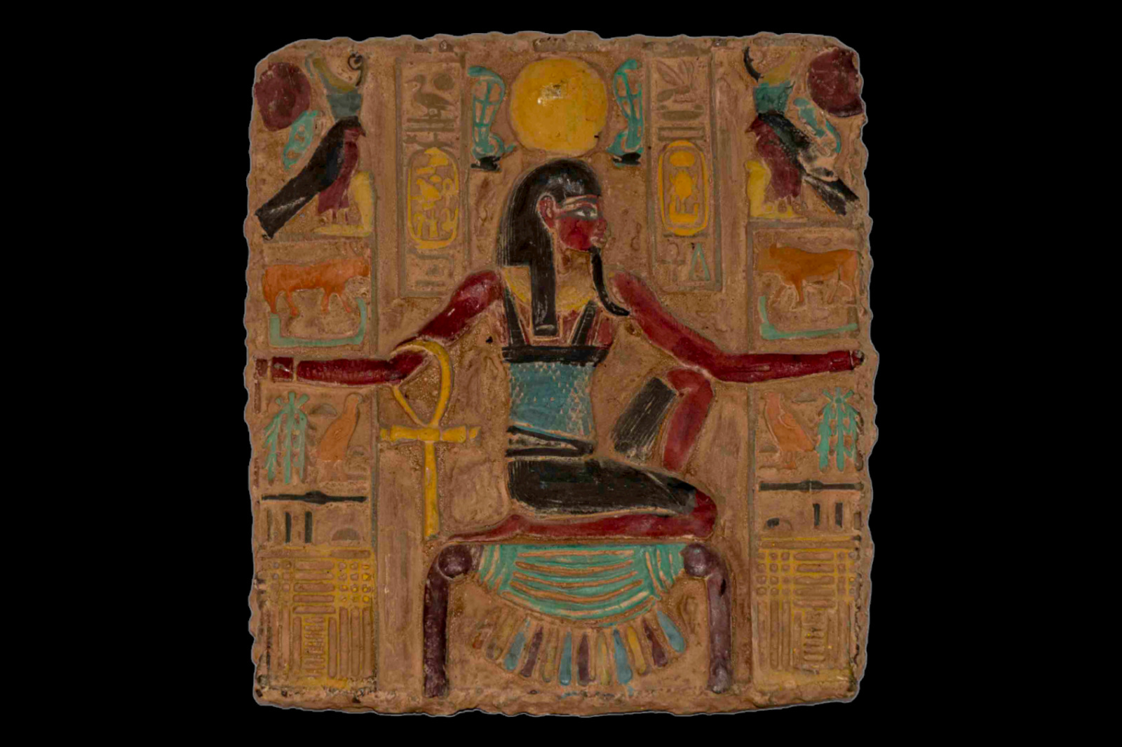 RARE ANTIQUE ANCIENT EGYPTIAN Stela King Akhenaten Mini Key of Life Hieroglyphic