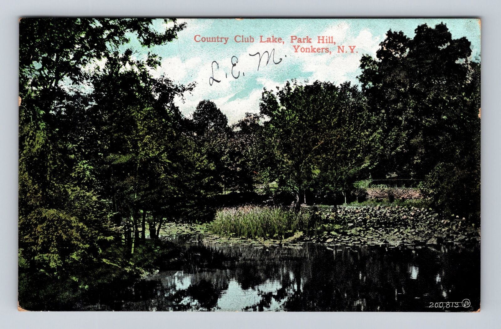 Yonkers NY-New York, Park Hill, Country Club Lake, Antique Vintage Postcard