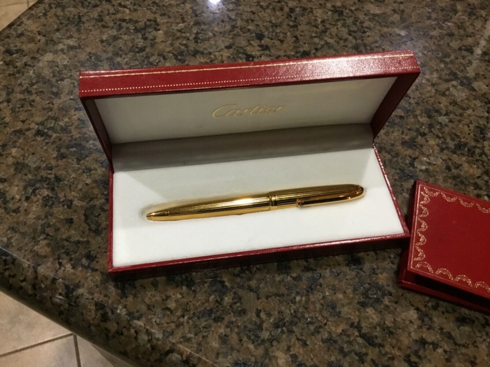Authentic Rare GOLD PLATED STYLO Louis Cartier Godron Gold-Plated Ballpoint Pen