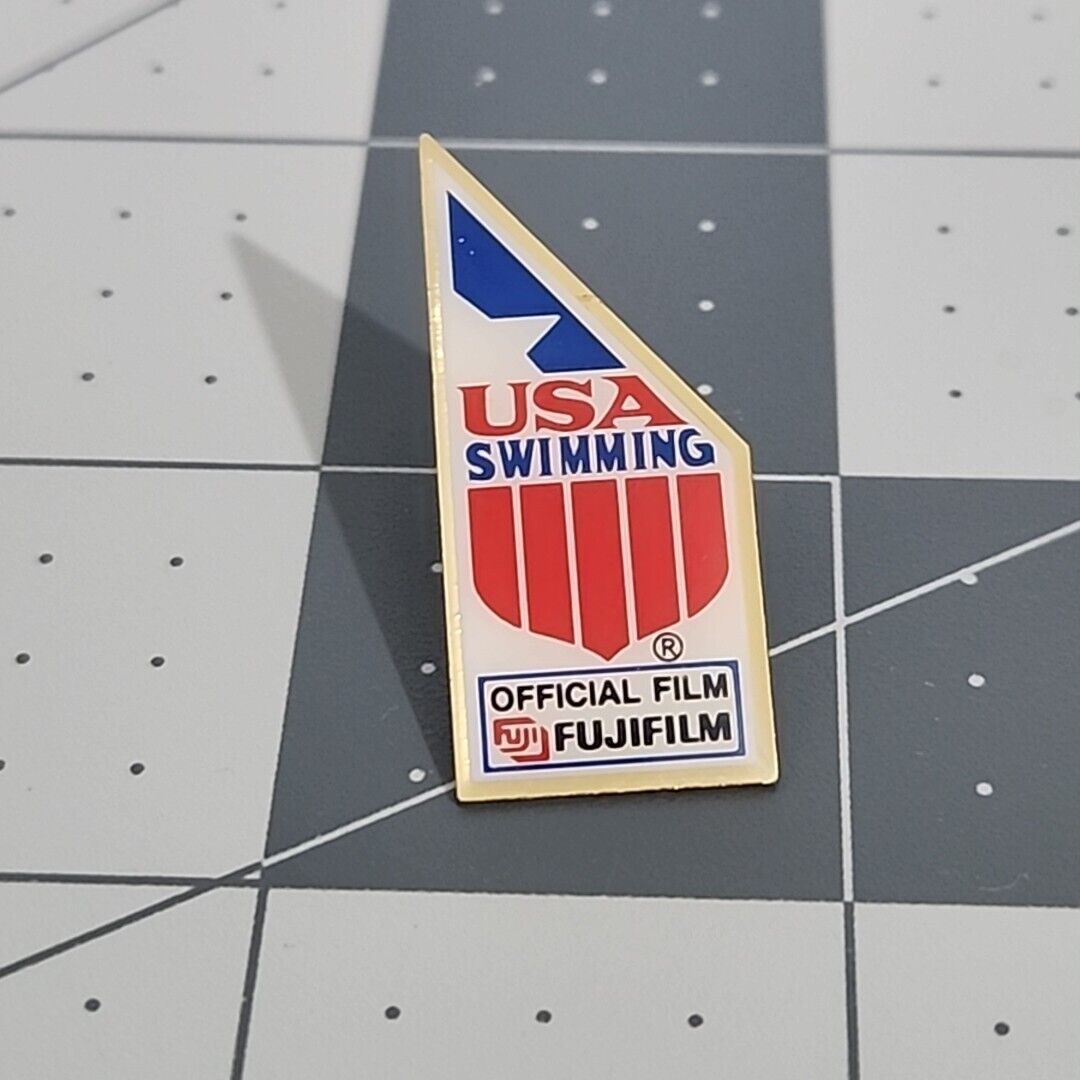 USA Swimming Official Film Fugifilm Vintage Pin Olympic Enamel Red White Blue