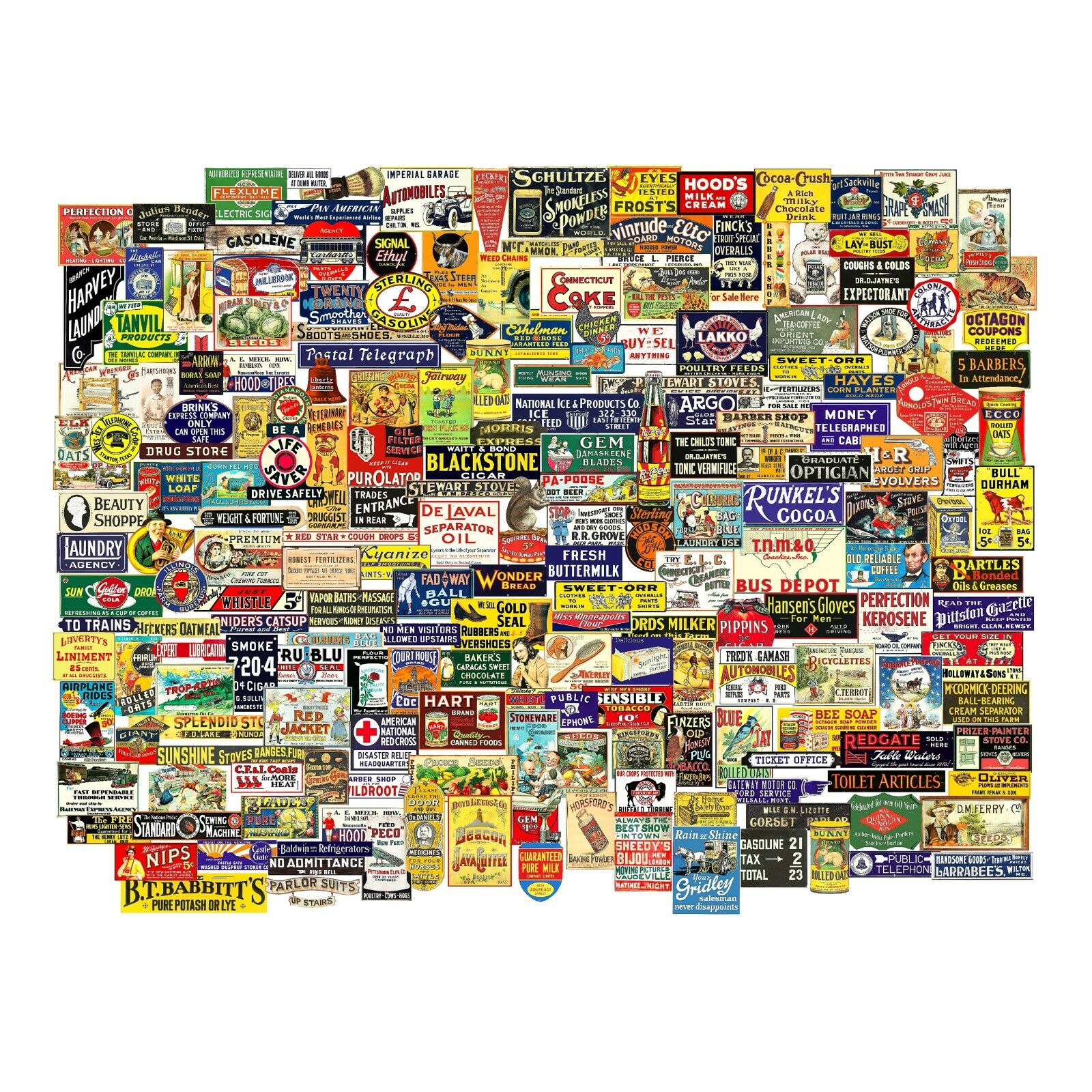 Advertising Sign Stickers, HUGE SET of 9 Sticker Sheets, 200+ Miniature Signs