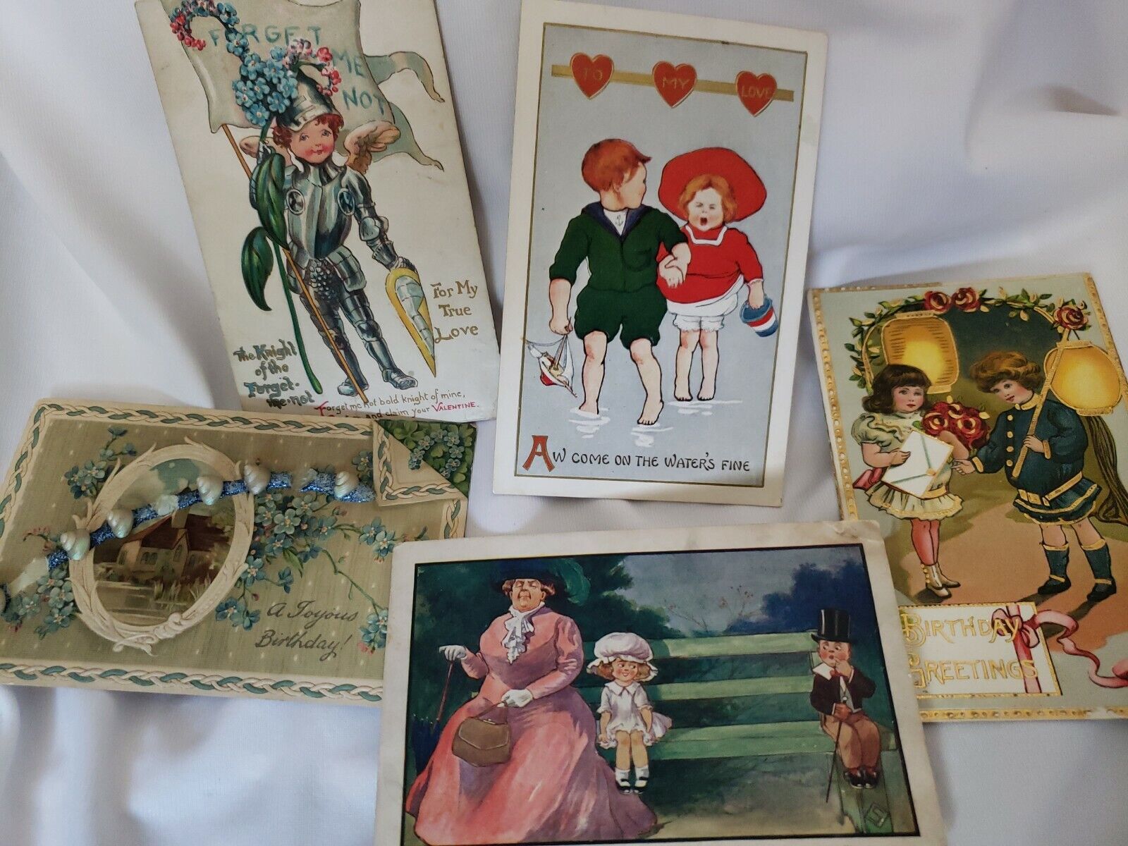5 Vintage Postcards 1910-1918, Variety, birthday, holidays 