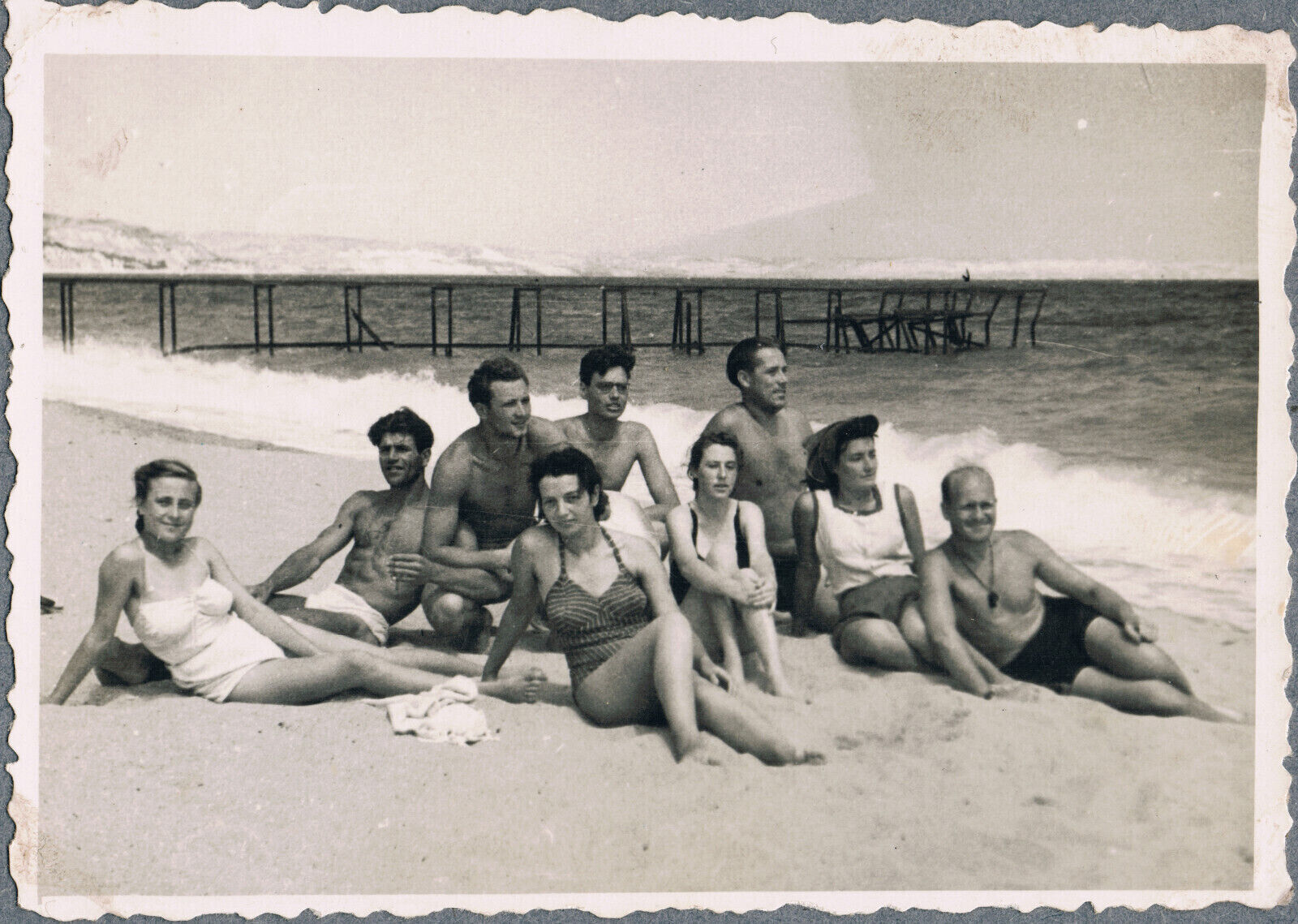 1950s Shirtless Guys Trunks Bulge Beefcake Men Pretty Girls In Bikini Vtg Photo