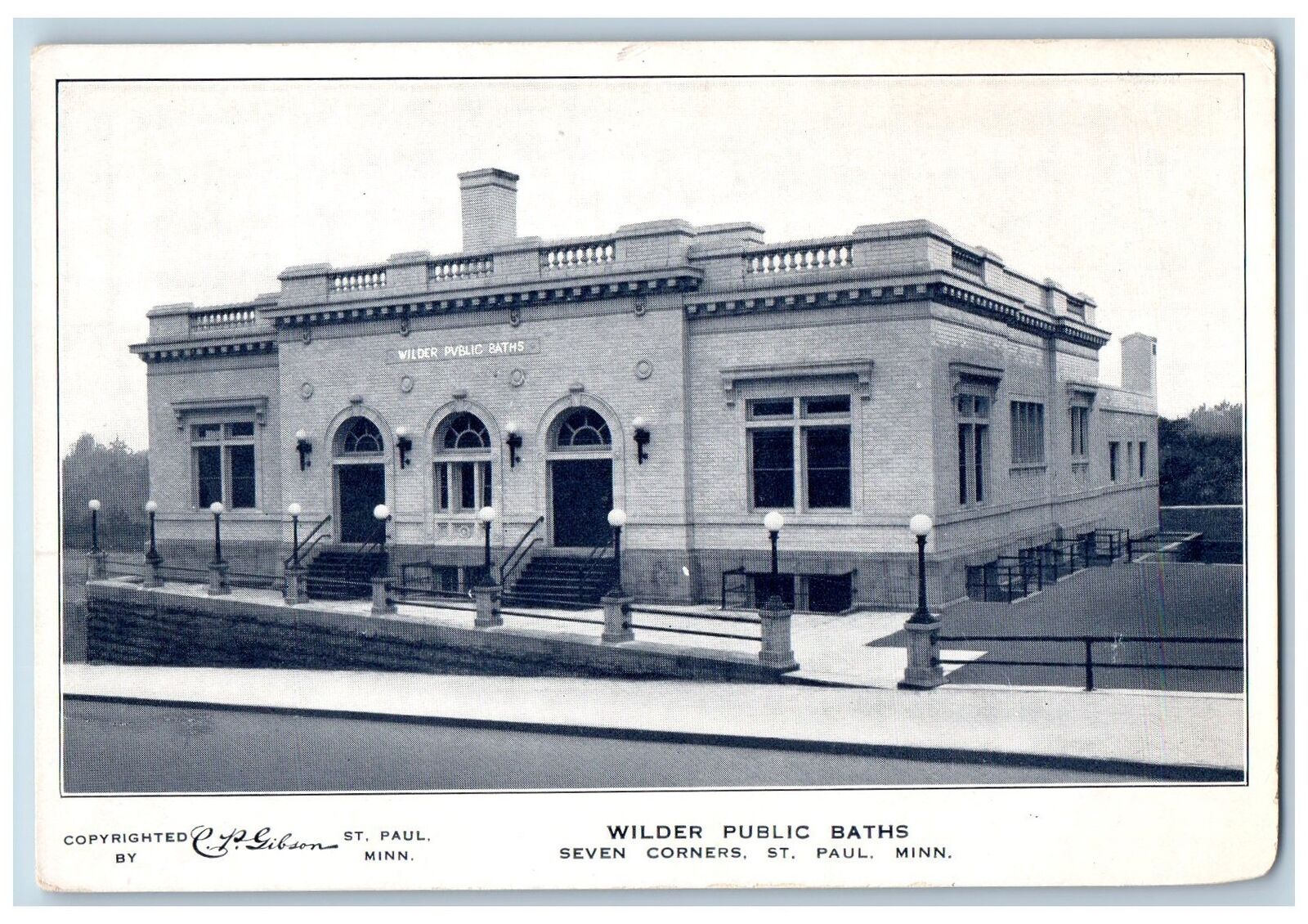 c1920\'s Wilder Public Bath Building Entrance St. Paul Minnesota Vintage Postcard