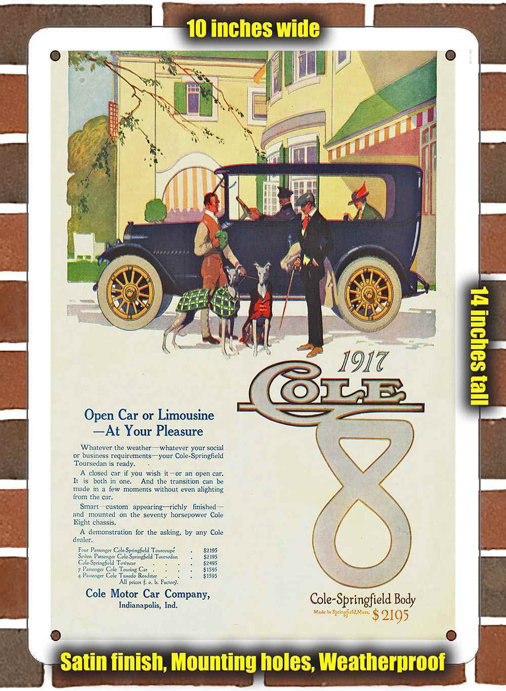 Metal Sign - 1917 Cole 8 Toursedan- 10x14 inches
