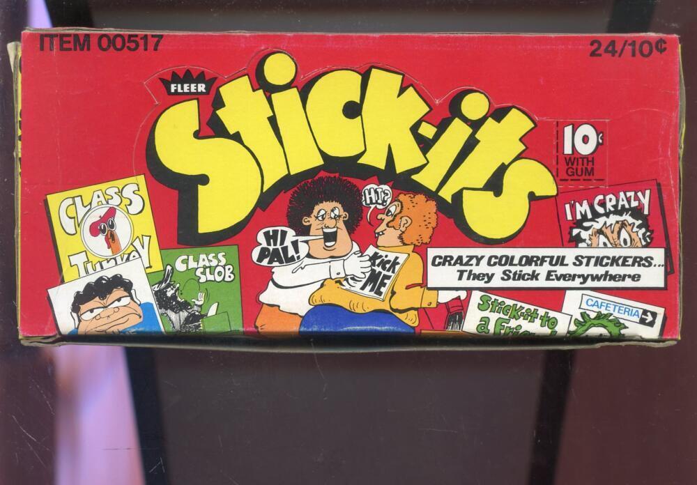 1971 Fleer Stick-Its Set Wax Pack Box FULL 24 Unopened Packs Crazy Stickers