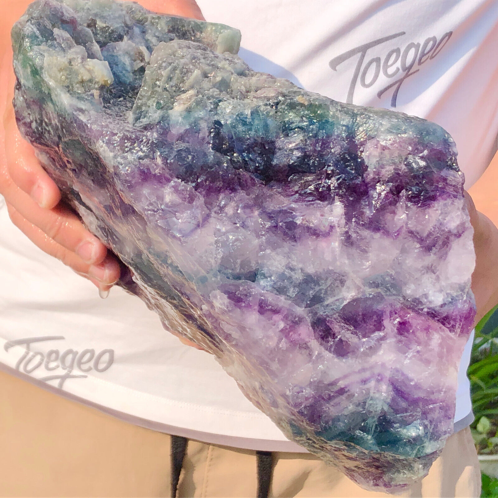 17.42lbBeautiful Natural Rainbow Fluorite Quartz Crystal stone ore Block Healing