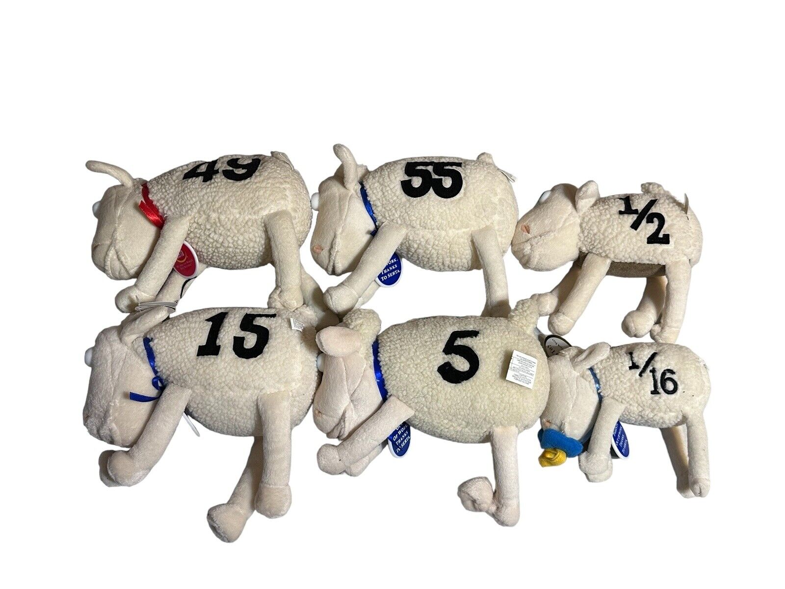 Serta Plush Counting Sheep Lot Of 6 Numbers 55. 49. 15. 5. 1/2. 1/16