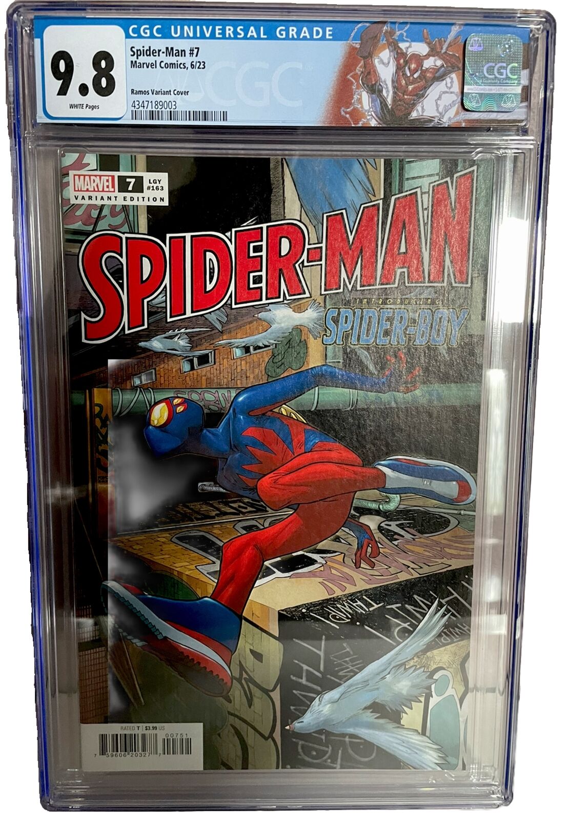 Spider-Man #7 Ramos Variant | 2023 CGC 9.8 WP 1st Spider-Boy | Custom Label
