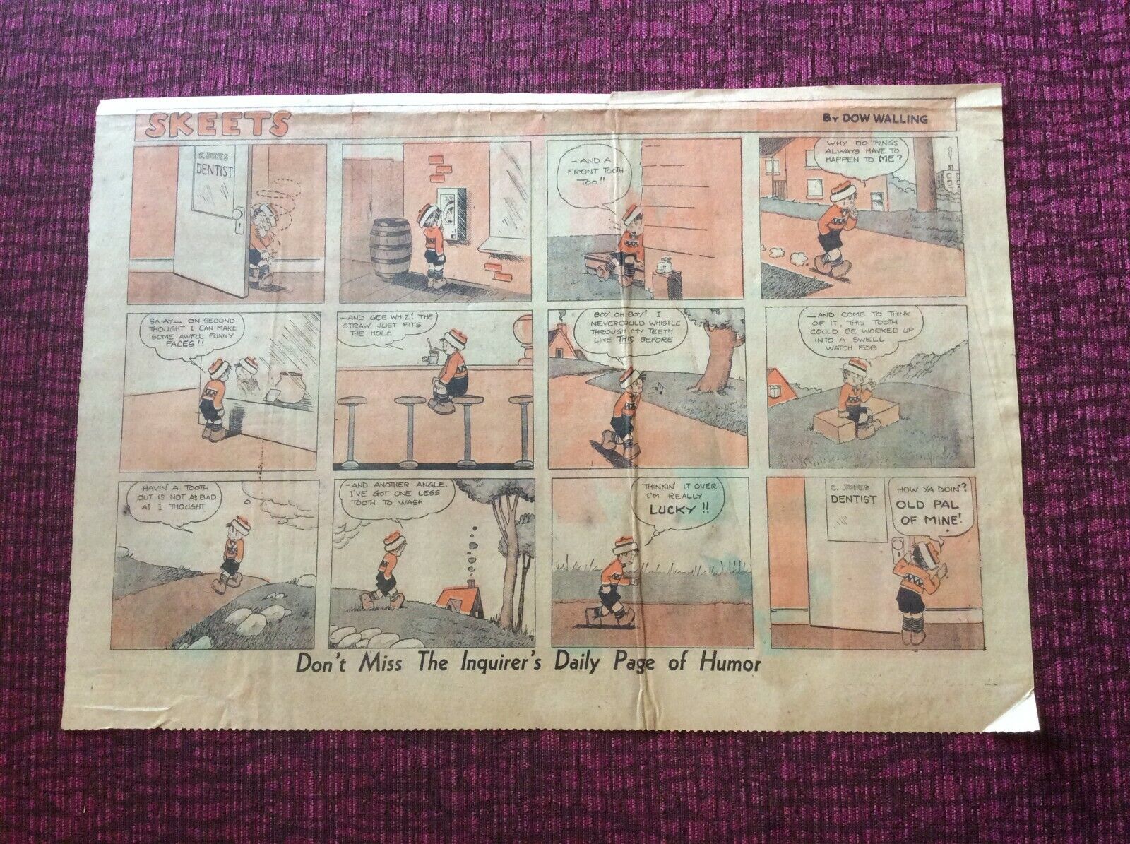 #01  SKEETS by Dow Walling Sunday Half Page Strip May 8, 1938 