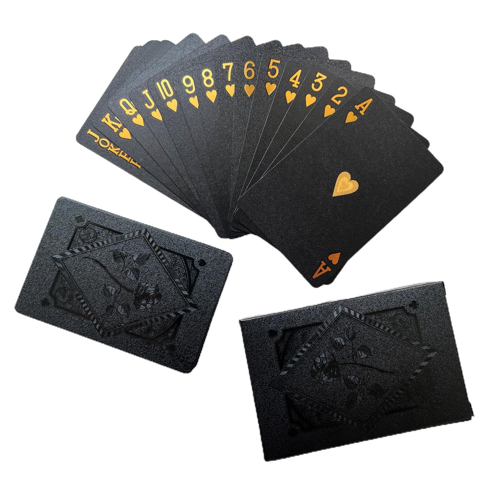 Black Foil Poker Set of 54 Exquisite Poker Foil Playing Cards Interative Toys