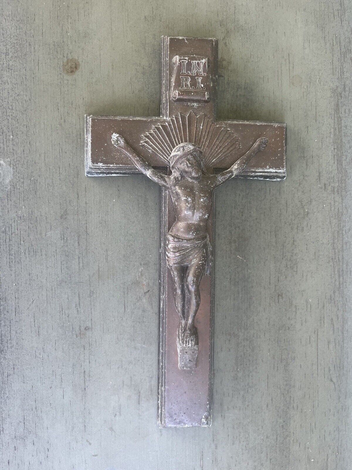 PARSONS Vintage Cast Metal Jesus Wall Hanging Crucifix 