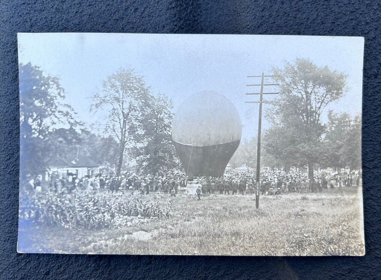 Antique 1912 HOT AIR BALLOON - NAPPANEE, INDIANA real photo postcard RPPC