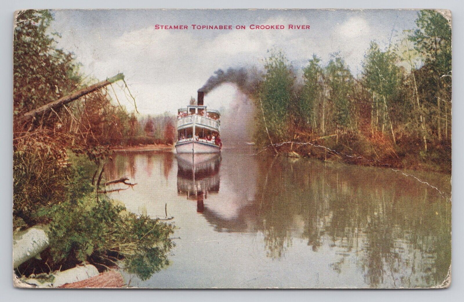 Steamer Topinabee On Crooked River c1910 Antique Postcard