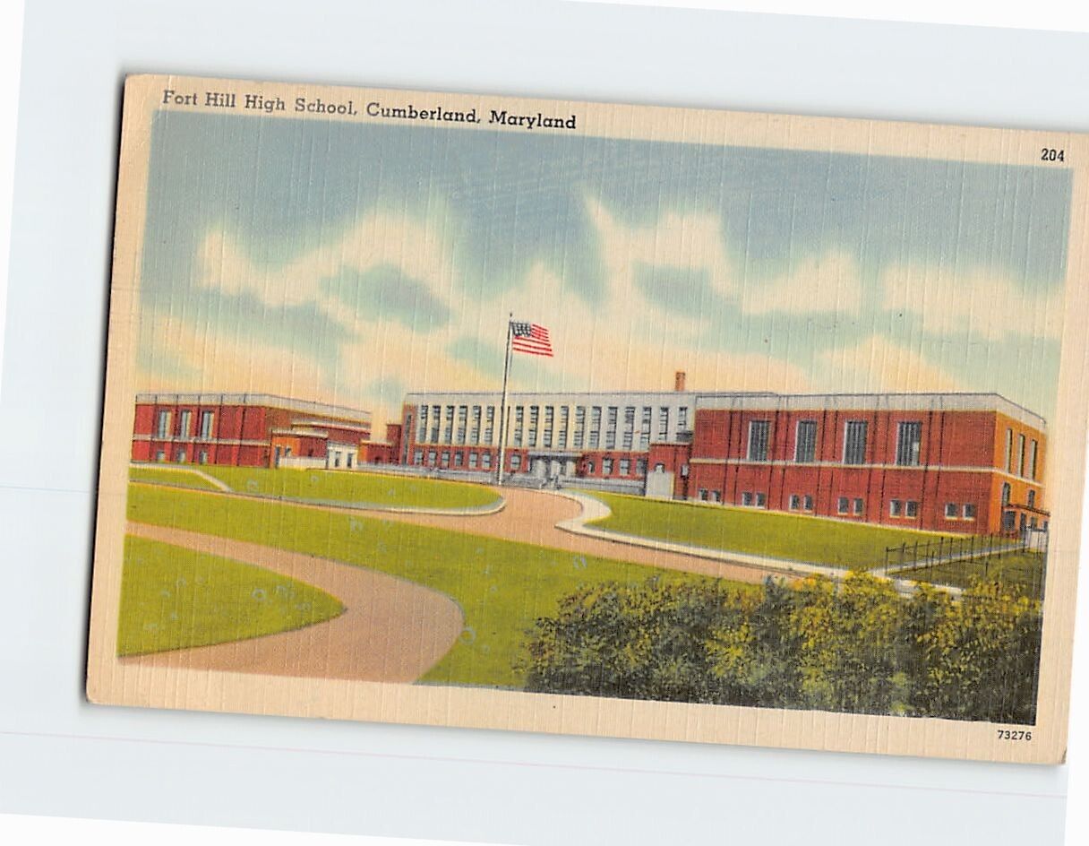 Postcard Fort Hill High School Cumberland Maryland USA